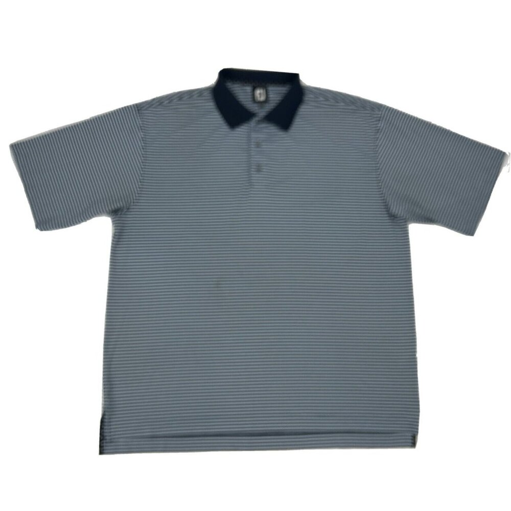 FootJoy Shirt Men's XL Blue Stripes Short Sleeve Polo Golf FJ Logo Performance‎
